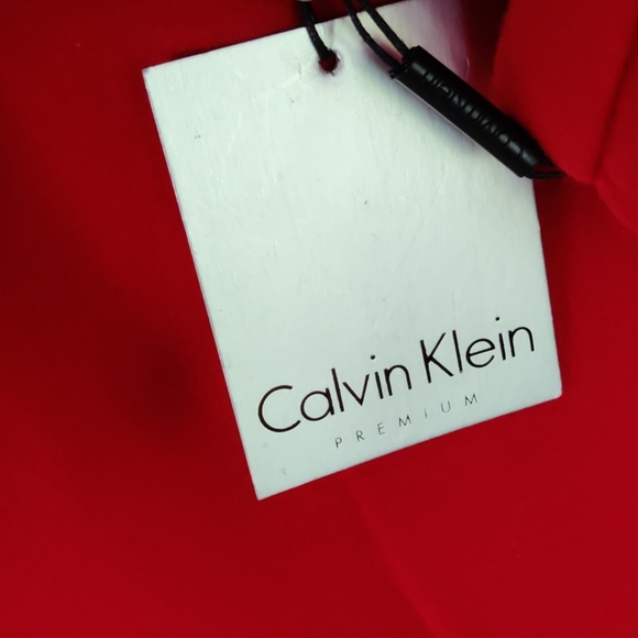 NWT Calvin Klein Leather closure True Red Wool Coat - Picture 4 of 7